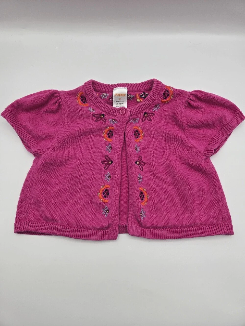 Gymboree Pink Floral Embroidered Cotton Cardigan Sweater Toddler Girl Size 5T